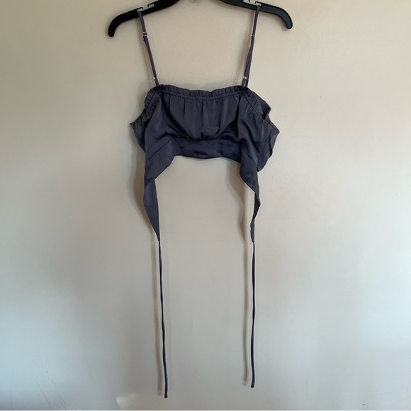 Women’s Bailey Rose Tie Front Adjustable Strap Crop Top Size Large Blue Gray - Picture 11 of 11